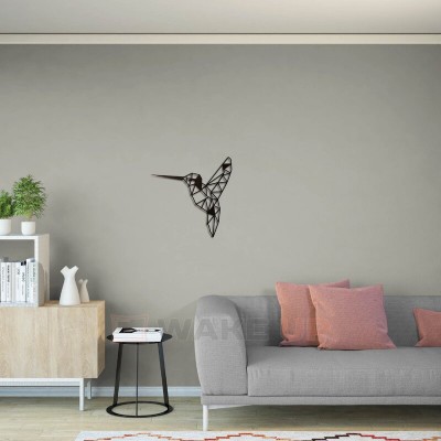 Объемная 3D картина из дерева "Парящая колибри"