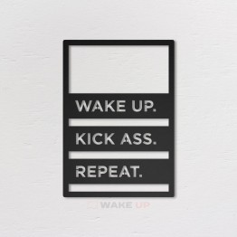 Об'ємна 3D картина з дерева "Wake UP Kick ass Repeat"