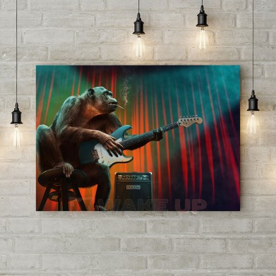 Картина на холсте "Обезьяна-гитарист"