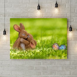 Картина на полотні "Великодні зайці"