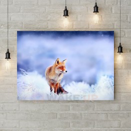 Картина на полотні "Лиса у снігу"