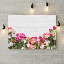 Картина на холсте "Фон из роз и доски"