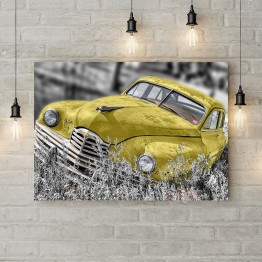 Картина на холсте "Жёлтое авто в поле"