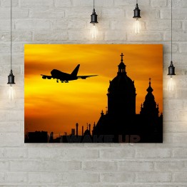 Картина на холсте "Взлет авиалайнера"