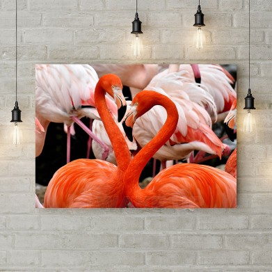 Картина на холсте "Сердца-фламинго"