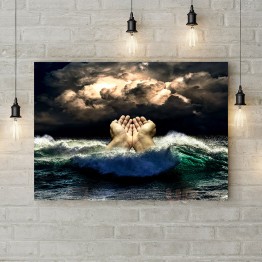 Картина на холсте "Hands in the sea"