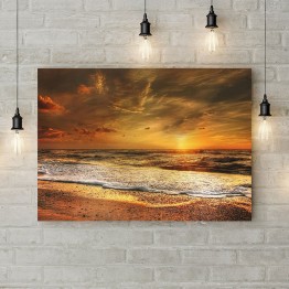 Картина на холсте "Оранжевый закат над морем"
