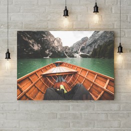 Картина на холсте "Лодка в горах"