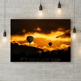 Картина на холсте "Вечерний полет на шарах"