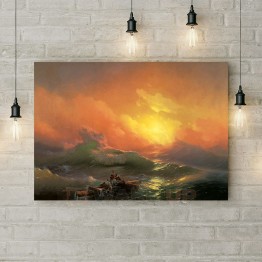 Картина на холсте "На плоту сквозь шторм"