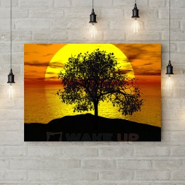 Картина на полотні "Одиноке дерево на заході сонця"