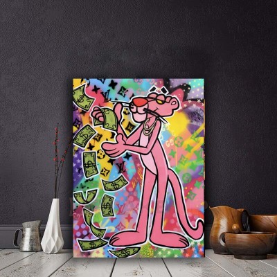 Картина на холсте Розовая Пантера при деньгах